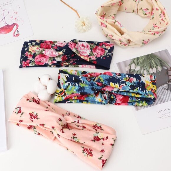 4 Pack Boho Cotton Non-Slip Headbands for Women Girls Yoga Workout Running Knott - Picture 5 of 9